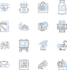 Dynamic thinking line icons collection. Innovation, Creativity, Progression, Adaptability, Resourcefulness, Flexibility, Ingenuity vector and linear illustration. Revitalization,Transformation