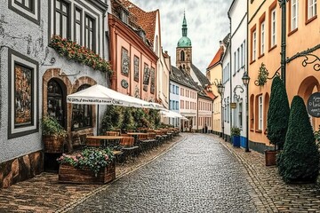 street in the old town created with generative AI technology