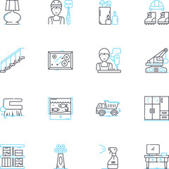 Domicile linear icons set. Residence, Home, Abode, Housing, Dwelling, Habitat, Living line vector and concept signs. Shelter,Lodging,Accommodation outline illustrations