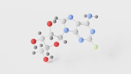 fludarabine molecule 3d, molecular structure, ball and stick model, structural chemical formula antineoplastic agents