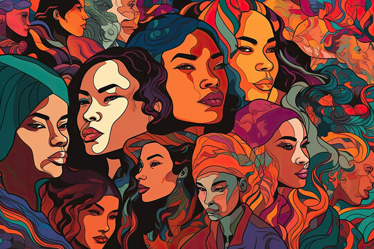 A vibrant and powerful digital art piece selected to celebrate the strength and resilience of women from various backgrounds and cultures.. Generative Ai