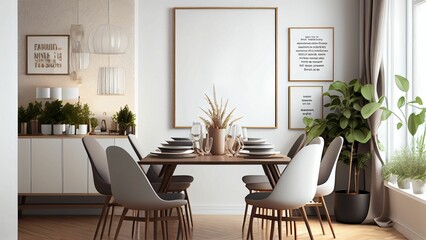 Fototapeta premium Mockup Poster Frame on the Wall Luxurious Living Room on Contemporary Wall 3D Render with Modern Interior Design 3D illustrationa KI-Illustrationen