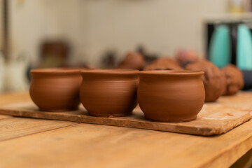 Fototapeta na wymiar handmade pottery making in workshop