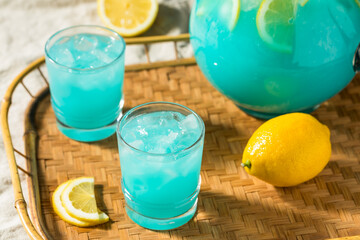 Cold Refreshing Blue Fruit Punch Cocktail