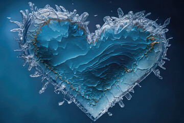 Heart shape made of ice. Love concept, generative ai