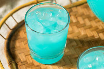 Cold Refreshing Blue Fruit Punch Cocktail