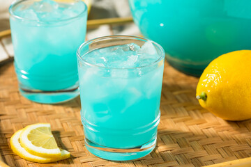 Cold Refreshing Blue Fruit Punch Cocktail
