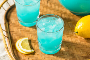 Cold Refreshing Blue Fruit Punch Cocktail