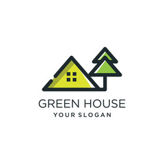 Green house logo design with simple and modern