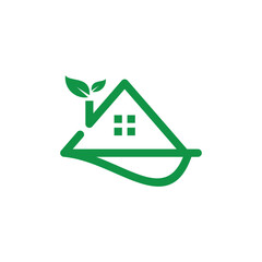 Green house logo design with simple and modern