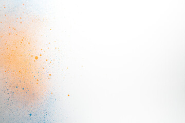 above view orange paint on white surface painting photo art horizontal exhibition dust artist color