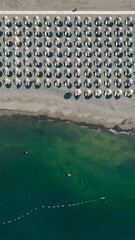 Aerial view of a sandy beach and sea coast