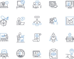 Accounting office line icons collection. Ledger, Finance, Payroll, Balance, Audit, Taxes, Bookkeeping vector and linear illustration. Analysis,Income,Expenses outline signs set
