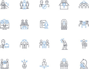 Husbands' occupation line icons collection. Accountant, Architect, Artist, Athlete, Baker, Barber, Builder vector and linear illustration. Carpenter,Chef,Coach outline signs set
