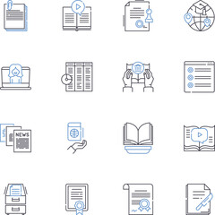 Accounting software line icons collection. Payroll, Invoices, Taxes, Expenses, Income, Reports, Budgeting vector and linear illustration. Analytics,Financials,Balance outline signs set