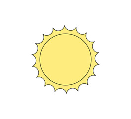 Retro groovy style shiny sun. Psychedelic hippie old solar. Abstract vintage hippy bright sticker. Trendy y2k pop culture or boho design vector eps element
