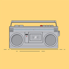 minimalist retro white boombox tape recorder cassette player icon retro vintage 90s 80s memories nostalgia	