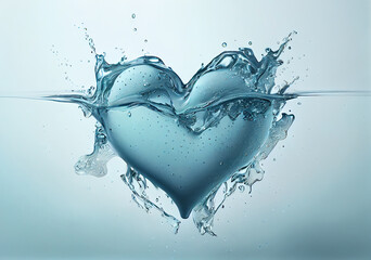 Fototapeta na wymiar A blue heart falling into the water with a splash. Generative AI