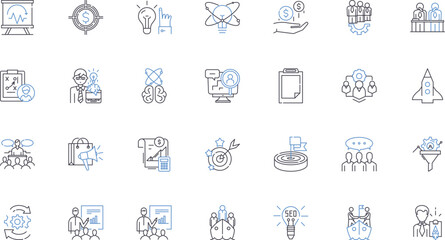 Future mapping line icons collection. Anticipation, Exploration, Innovation, Progression, Visionary, Advancement, Forecasting vector and linear illustration. Projection,Futuristic,Visioning outline