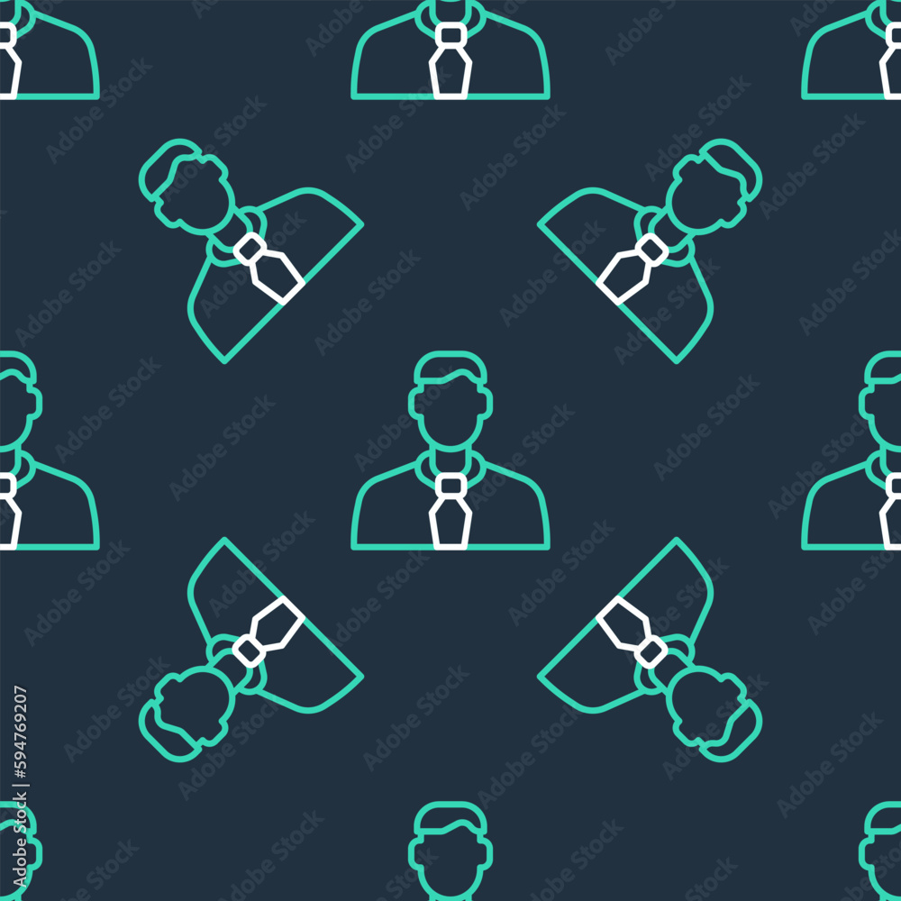 Poster line worker icon isolated seamless pattern on black background. business avatar symbol user profile 