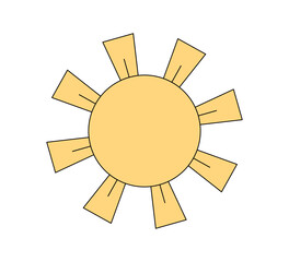 Retro groovy style shiny sun. Psychedelic hippie old solar element with rays. Abstract vintage hippy bright sticker. Trendy y2k pop culture or boho design. Vector eps print