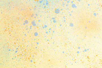 above view white surface with blue and orange paints painting photo horizontal artist color dust art
