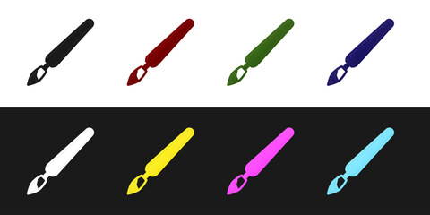 Set Paint brush icon isolated on black and white background. Vector