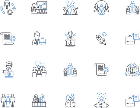 Political arena line icons collection. Power, Leadership, Diplomacy, Corruption, Democracy, Equality, Ideology vector and linear illustration. Activism,Lobbying,Governance outline signs set