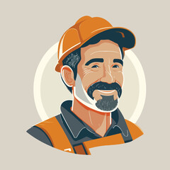 Vector working man smiling cartoon labor