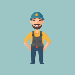 Vector working man smiling cartoon labor