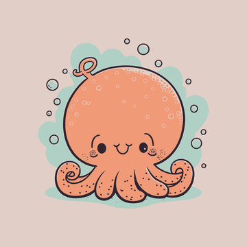Vector cute octopus cartoon mascot
