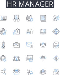 Hr manager line icons collection. Relax, Serenity, Calm, Tranquility, Ease, Peace, Mellow vector and linear illustration. Chill,Comfort,Cozy outline signs set