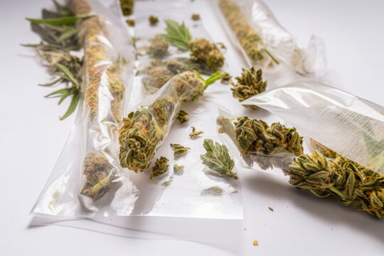 Cannabis Wrapped In Plastic Bags For Medical Purposes