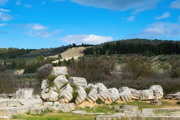 Sacred temple of Zeus in ancient Nemea, Greece. Archaeological Museum of Ancient Nemea.