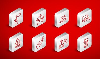 Set line Death from smoking, Lungs, Heart disease with, No, Hypnosis, Hand cigarette, Electronic and Nicotine gum blister pack icon. Vector