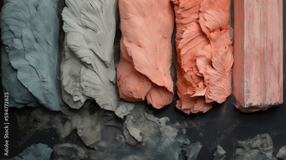 Poster a group of different colored paint on a black surface next to each other. generative ai