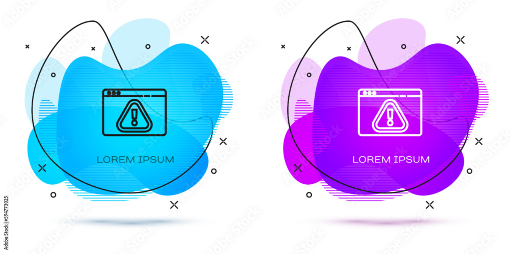 Poster line browser with exclamation mark icon isolated on white background. alert message smartphone notif