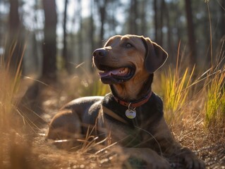Dog laying on the ground