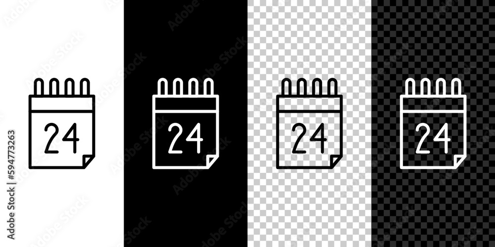 Canvas Prints Set line Independence day of Ukraine celebration on August 24 icon isolated on black and white background. Vector