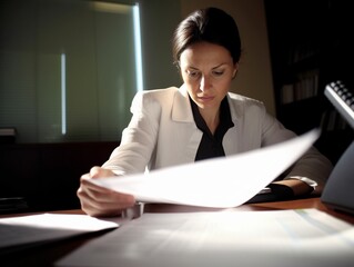 Businesswoman reading documents