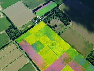 Drone view of flower fields