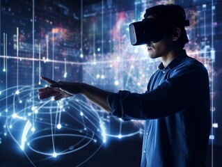 Man wearing a virtual reality headset