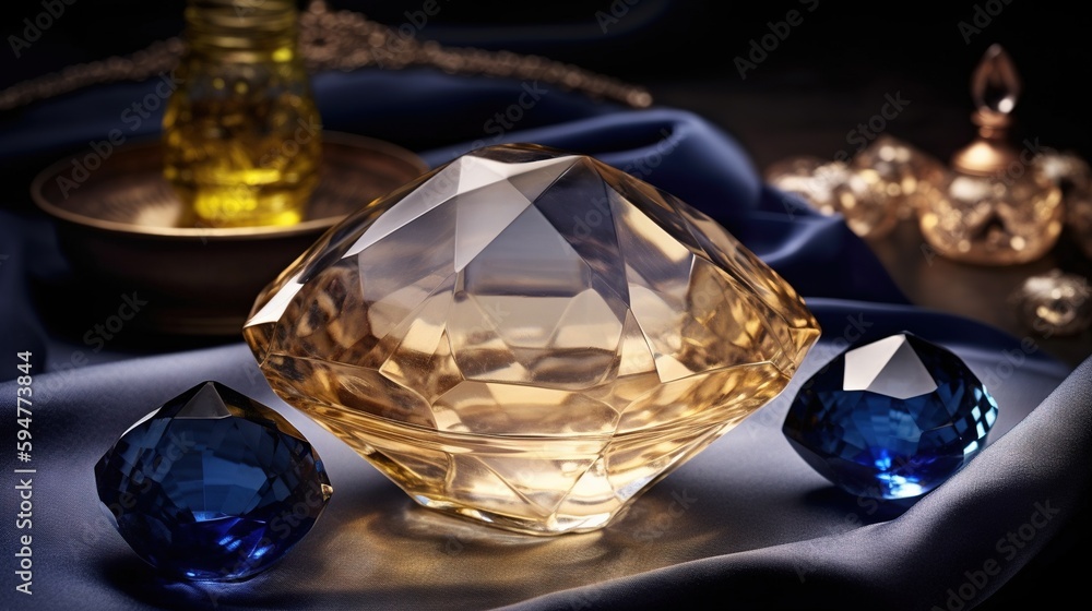 Aufkleber a group of glass objects sitting on top of a table. generative ai