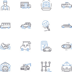 Delivery services line icons collection. Logistics, Dispatch, Fulfillment, Parcel, Shipping, Distribution, Transport vector and linear illustration. Carrier,Courier,Express outline signs set
