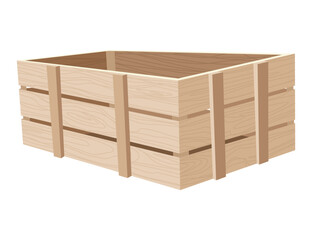 Wooden box. Retail, logistics, delivery, storage concept. Delivery container, empty parcel or shipping crates isolated vector illustration. Cargo distribution pack for food or products