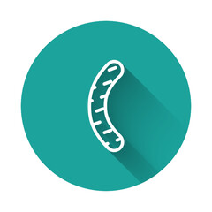 White line Nail file icon isolated with long shadow background. Manicure tool. Green circle button. Vector