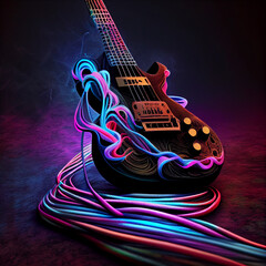 Futuristic electric guitar built with Generative AI Technology