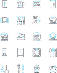 Recreational enjoyment linear icons set. Amusement, Playfulness, Entertainment, Fun, Enjoyment, Relaxation, Adventure line vector and concept signs. Thrill,Excitement,Happiness outline illustrations