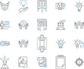 Collaboration and Cooperation line icons collection. Partnership, Synergy, Unity, Communication, Engagement, Cohesion, Alliances vector and linear illustration. Integration,Coordination,Participation