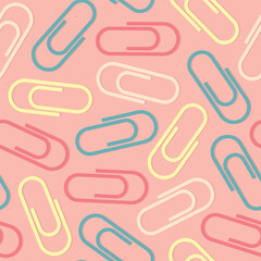 colorful paper clips seamless pattern- vector illustration